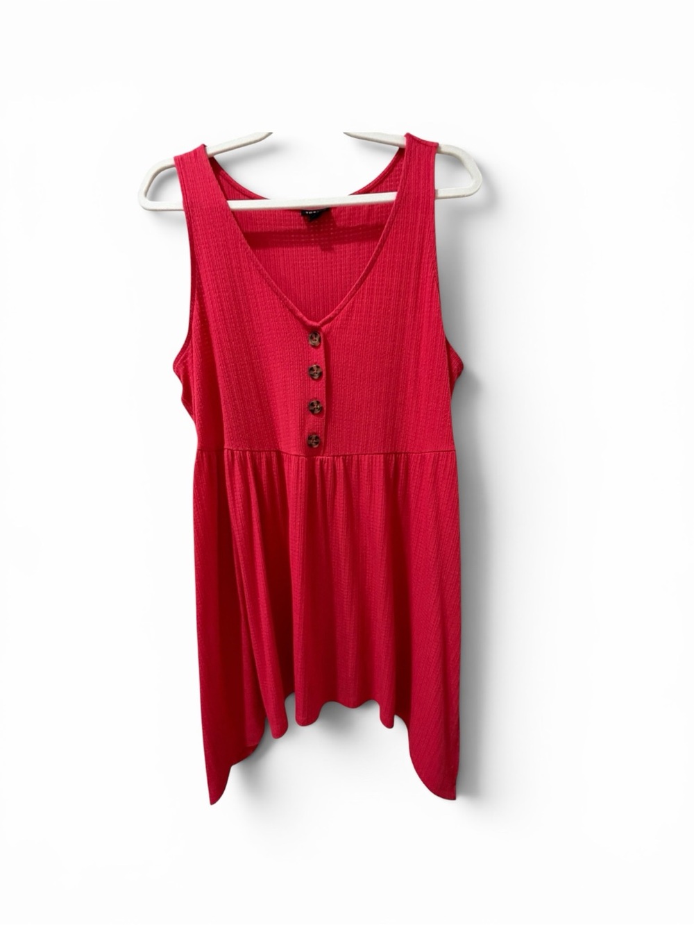 Torrid Size 1 Coral Ribbed Henley Babydoll Tank Top